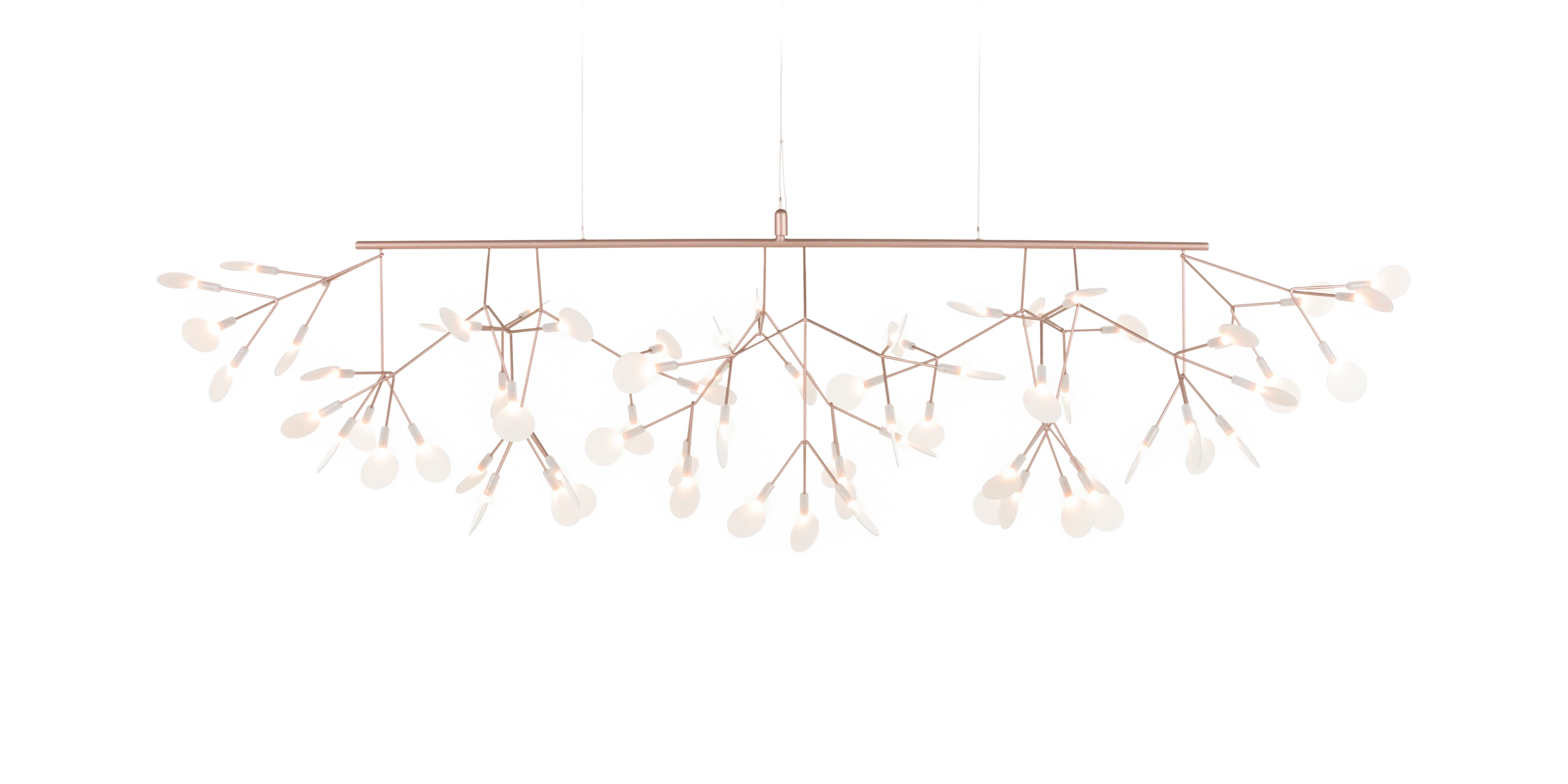 Heracleum III Linear suspension light copper front view